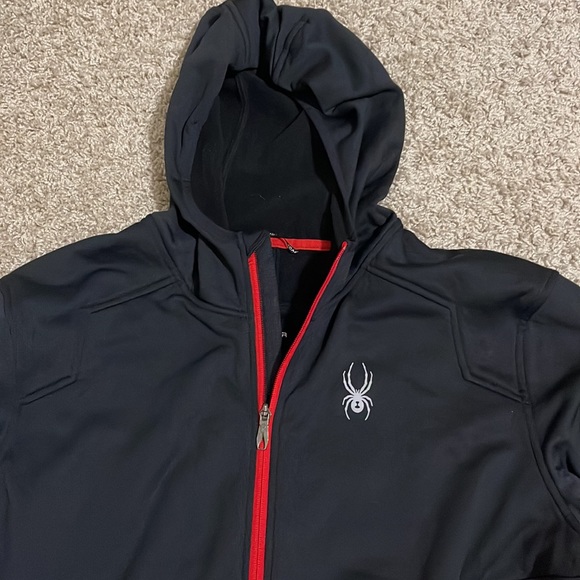 NWT Spyder Men's Chambers Full Zip Hard Face Tech Fleece Size XL (Black/Red) - Picture 4 of 10